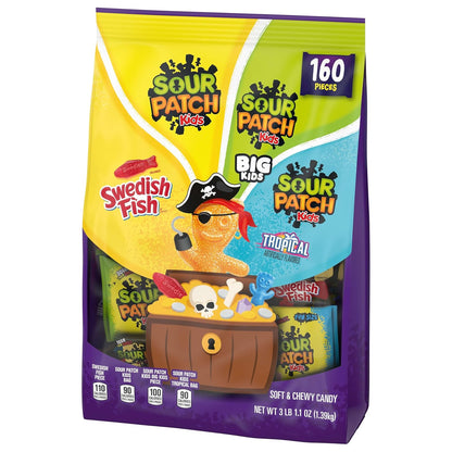 SOUR PATCH KIDS & SWEDISH FISH Bulk Halloween Candy – Pre-Portioned Trick or Treat Bags for Family Candy Stations