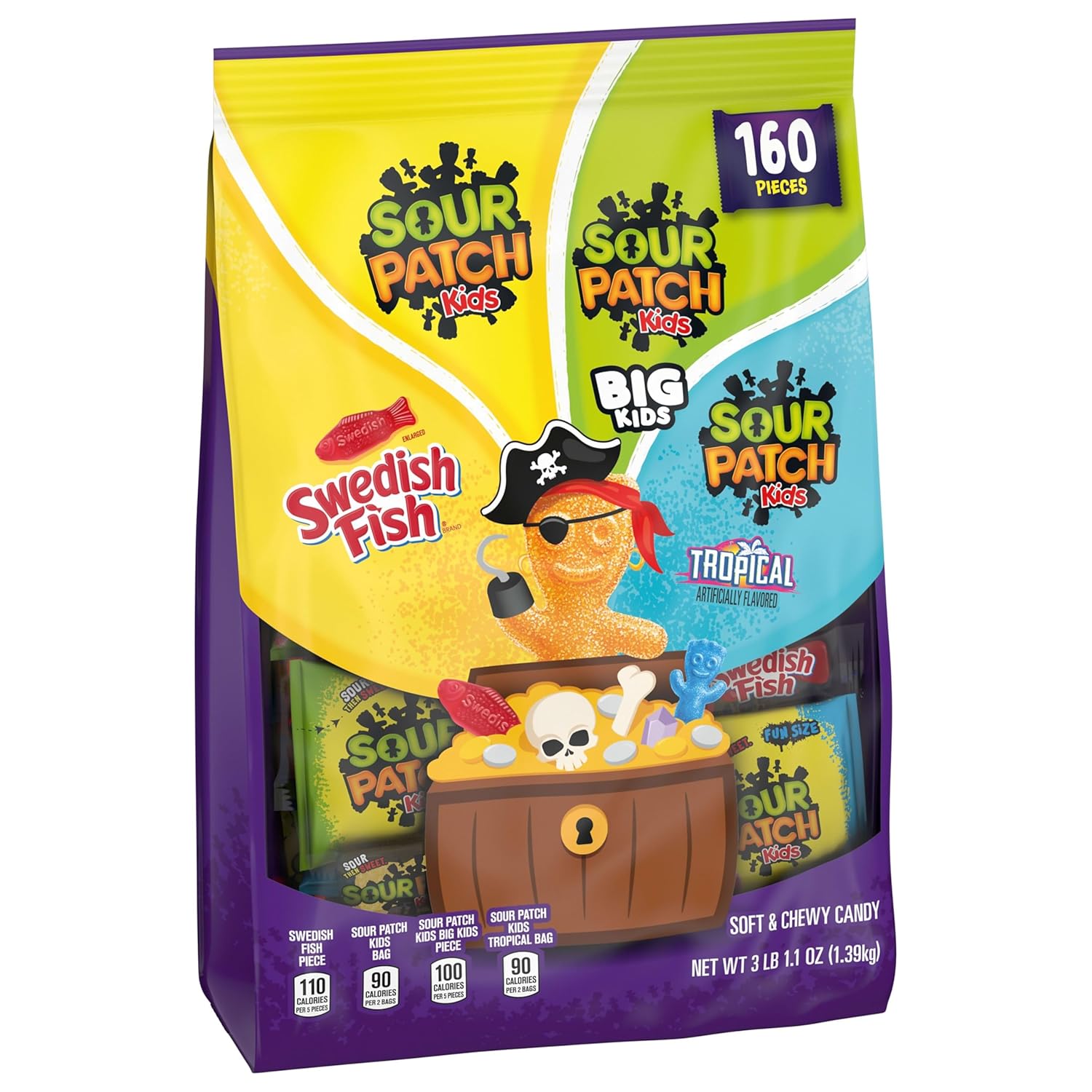 SOUR PATCH KIDS & SWEDISH FISH Bulk Halloween Candy – Pre-Portioned Trick or Treat Bags for Family Candy Stations