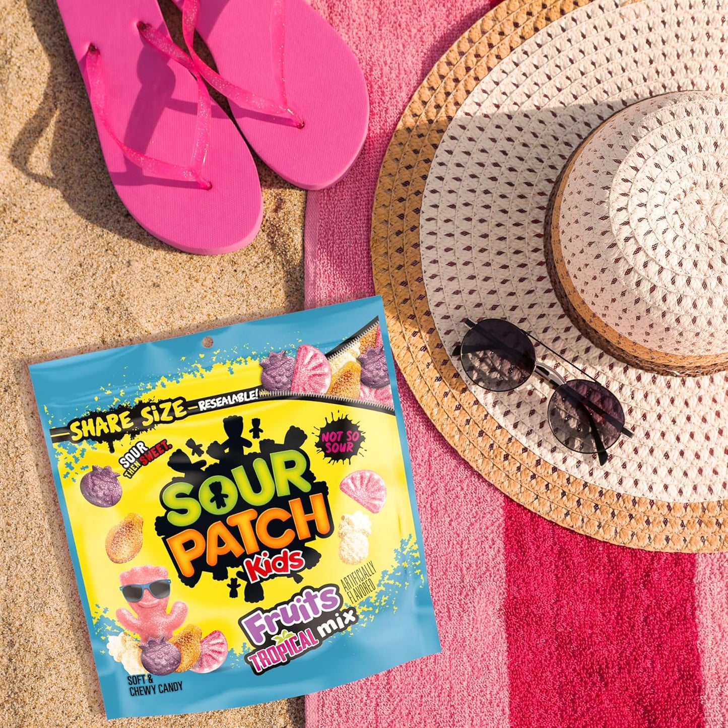 SOUR PATCH KIDS Tropical Mix Candy – Fun Birthday Gift Bag and Stocking Stuffer for Teens, Share Size 11.11 oz