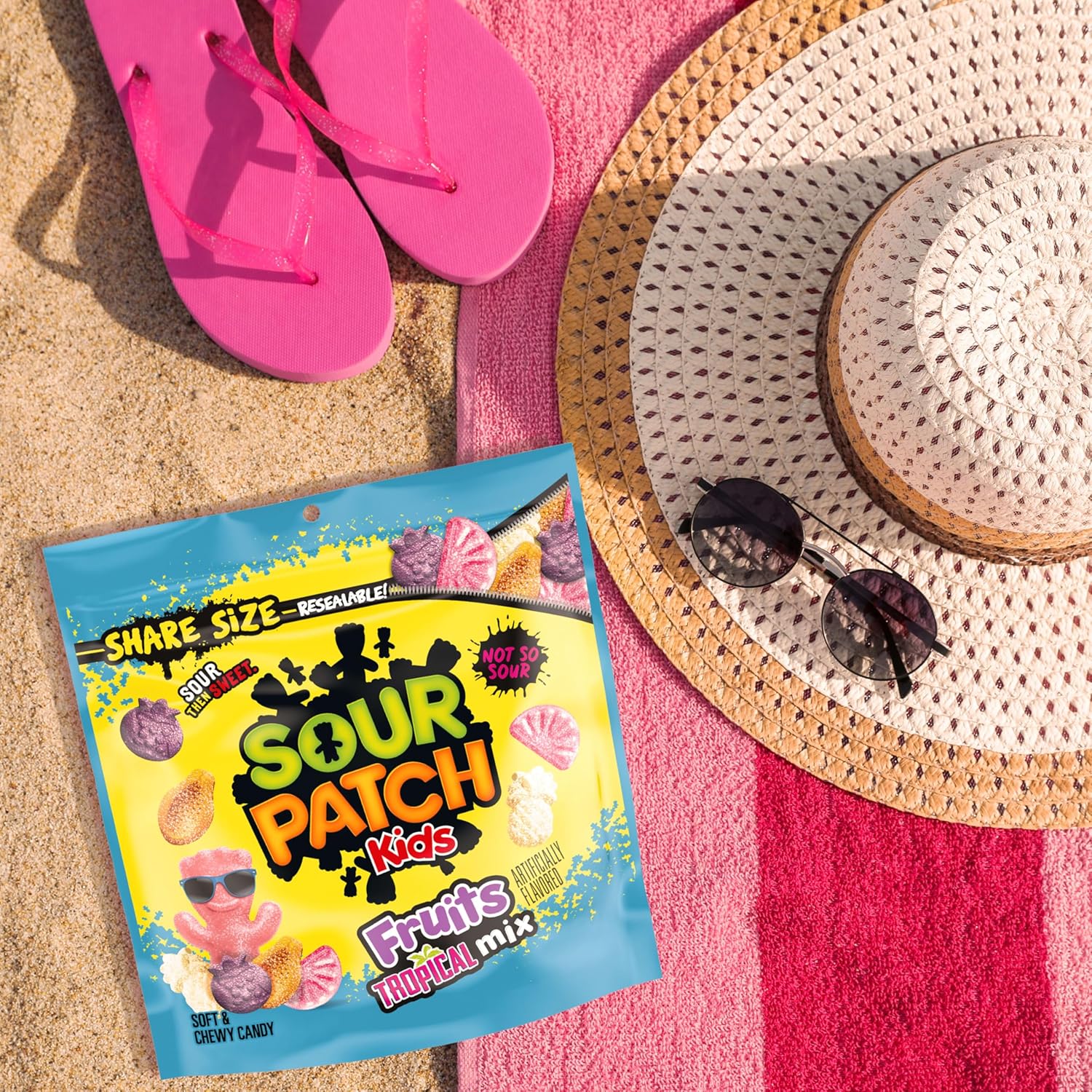 SOUR PATCH KIDS Tropical Mix Candy – Fun Birthday Gift Bag and Stocking Stuffer for Teens, Share Size 11.11 oz