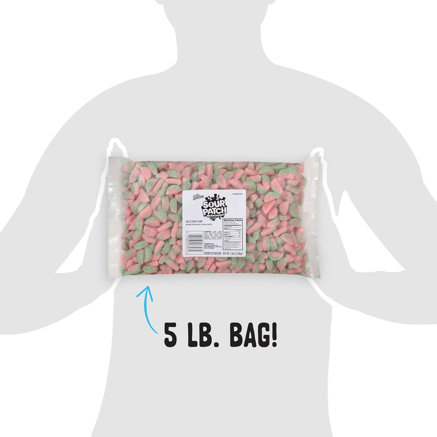 SOUR PATCH KIDS Watermelon Soft & Chewy Candy, 80 oz Bulk Bag for Office Break Room, Reception Desk, and Conference Room Snack Stations