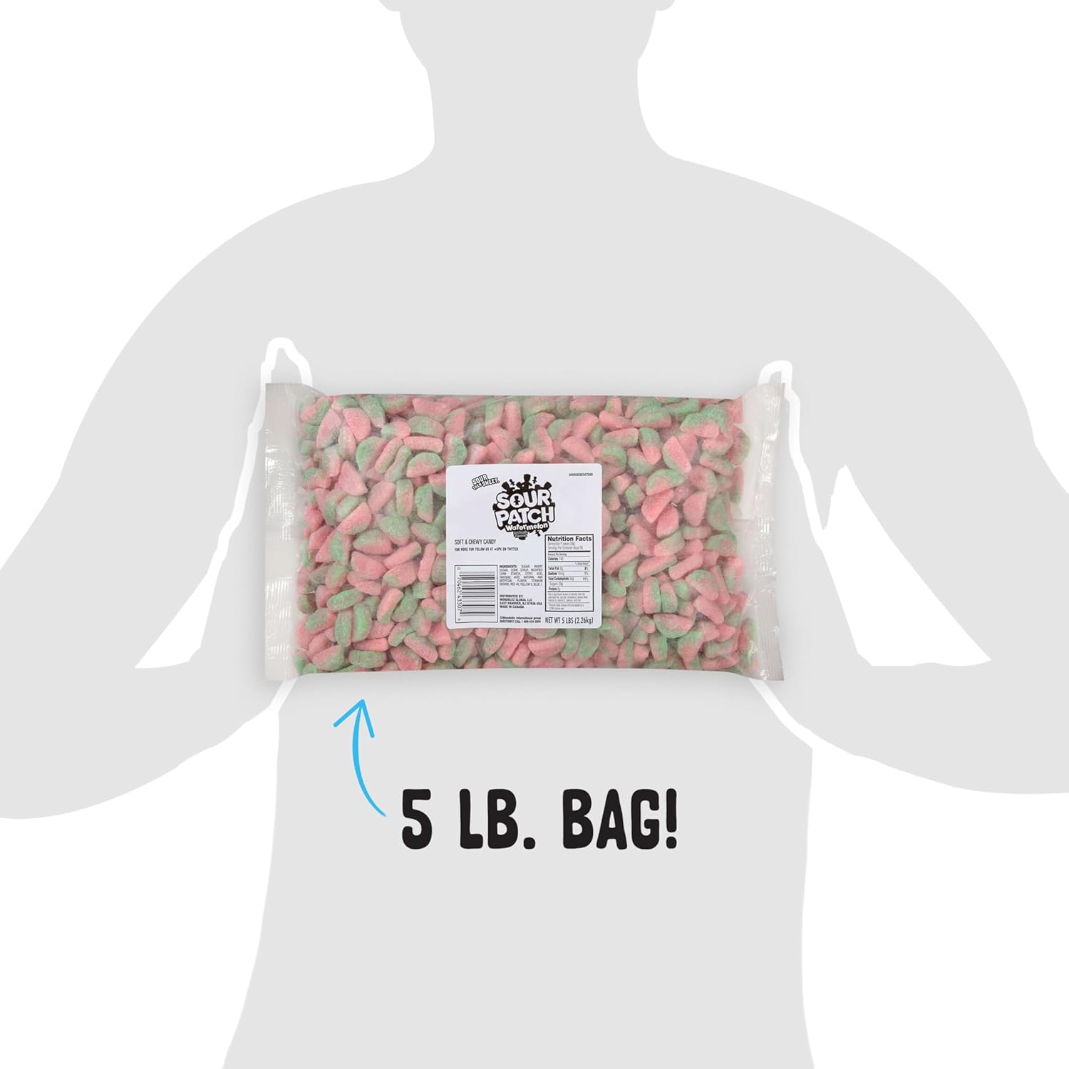 SOUR PATCH KIDS Watermelon Soft & Chewy Candy, 80 oz Bulk Bag for Office Break Room, Reception Desk, and Conference Room Snack Stations