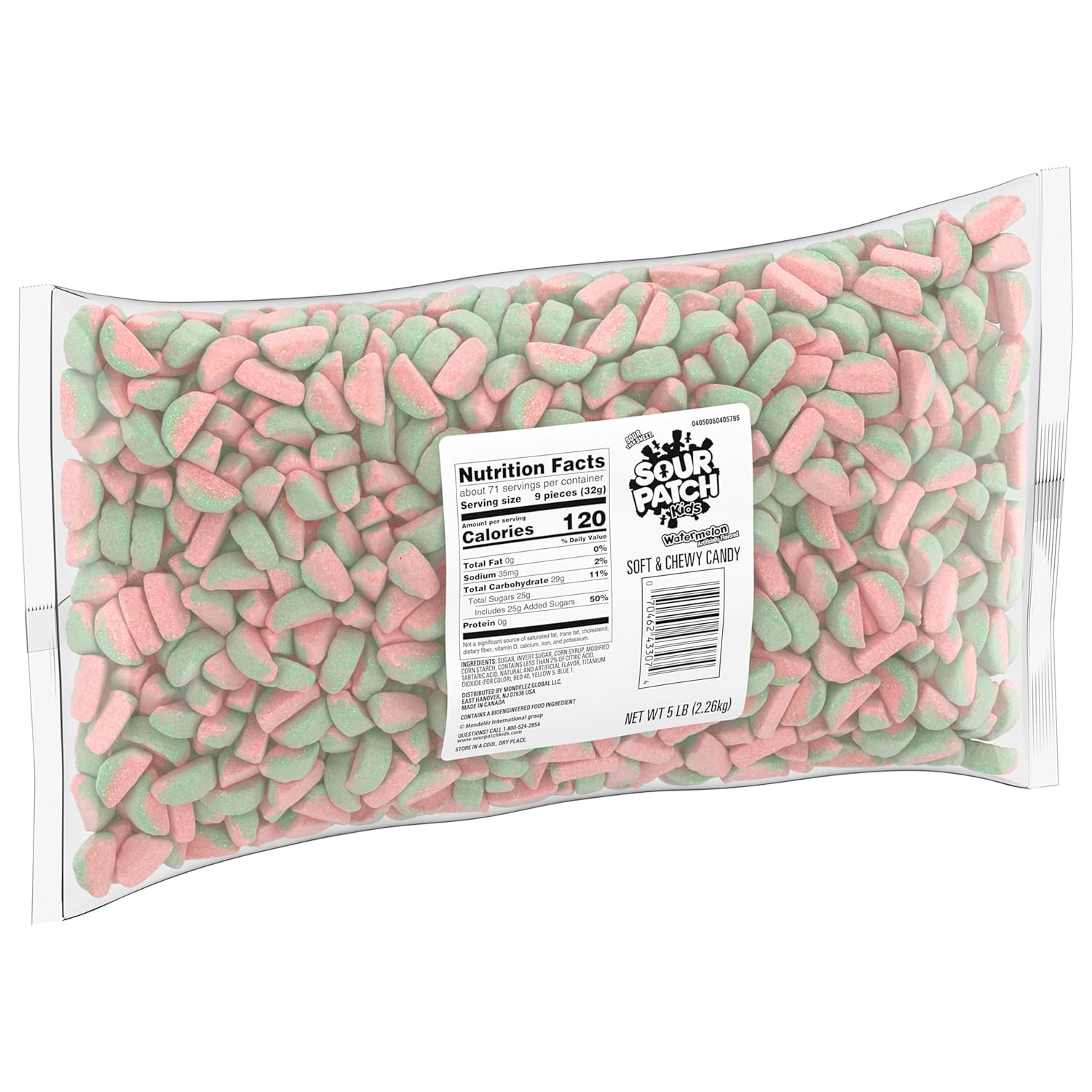 SOUR PATCH KIDS Watermelon Soft & Chewy Candy, 80 oz Bulk Bag for Office Break Room, Reception Desk, and Conference Room Snack Stations