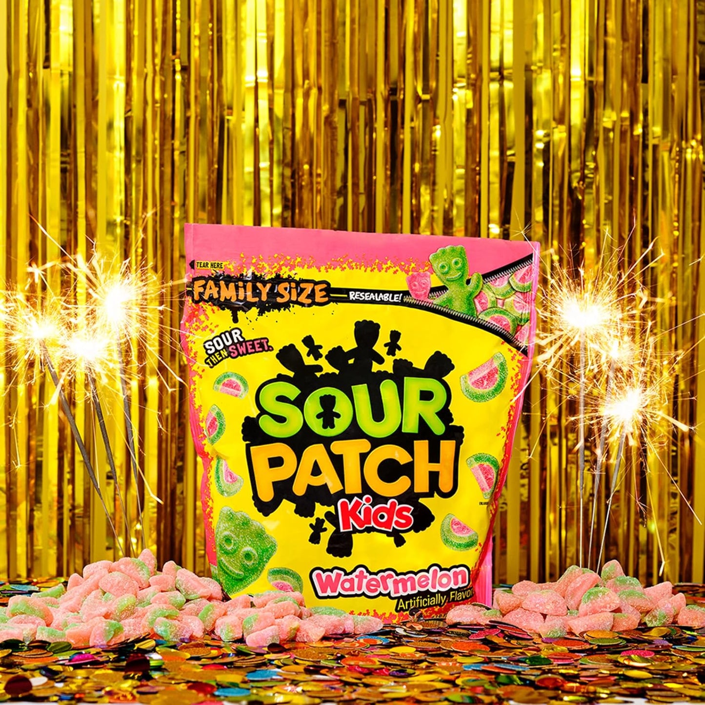 SOUR PATCH KIDS Watermelon Soft & Chewy Candy – Fat Free After-School Pantry Treat for Kids, 1.8 lb Bag