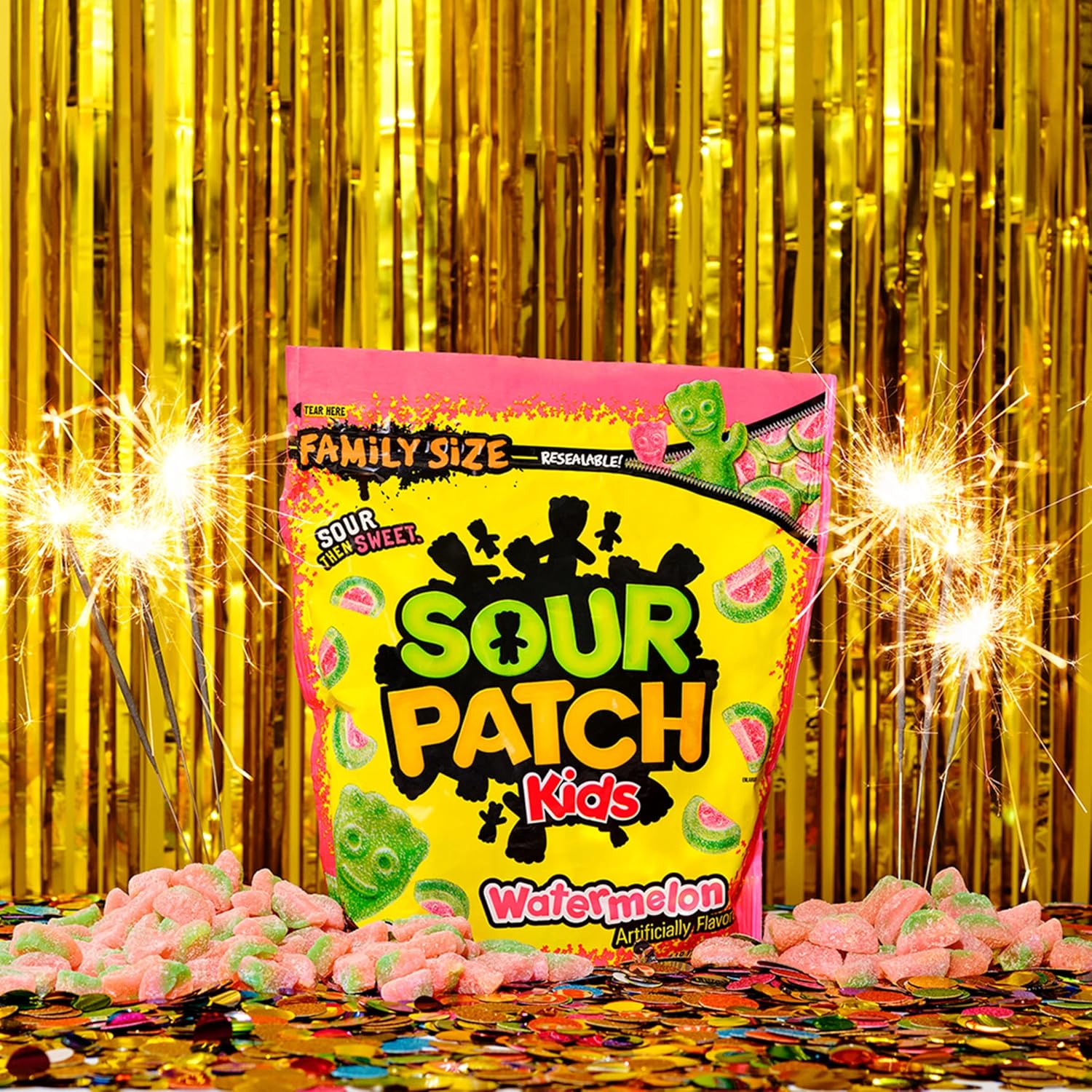 SOUR PATCH KIDS Watermelon Soft & Chewy Candy – Fat Free After-School Pantry Treat for Kids, 1.8 lb Bag