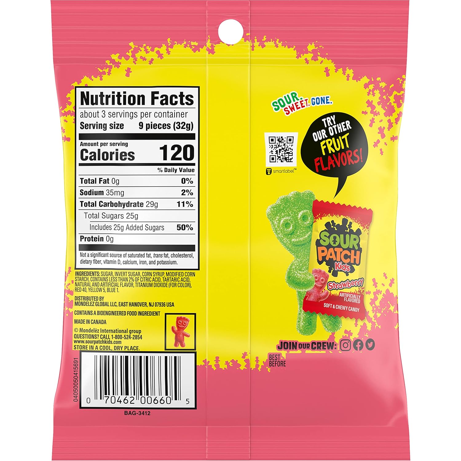 SOUR PATCH KIDS Watermelon Soft & Chewy Candy – Fun Birthday Gift Bag Candy for Kids and Nostalgic Adults