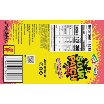 SOUR PATCH KIDS Watermelon Soft & Chewy Candy, Halloween Party Favor and Goodie Bag Gift Pack, 12 - 3.5 oz Boxes