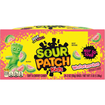 SOUR PATCH KIDS Watermelon Sour Then Sweet Gummies – Individually Wrapped Lunchbox and Easter Basket Snack for Children