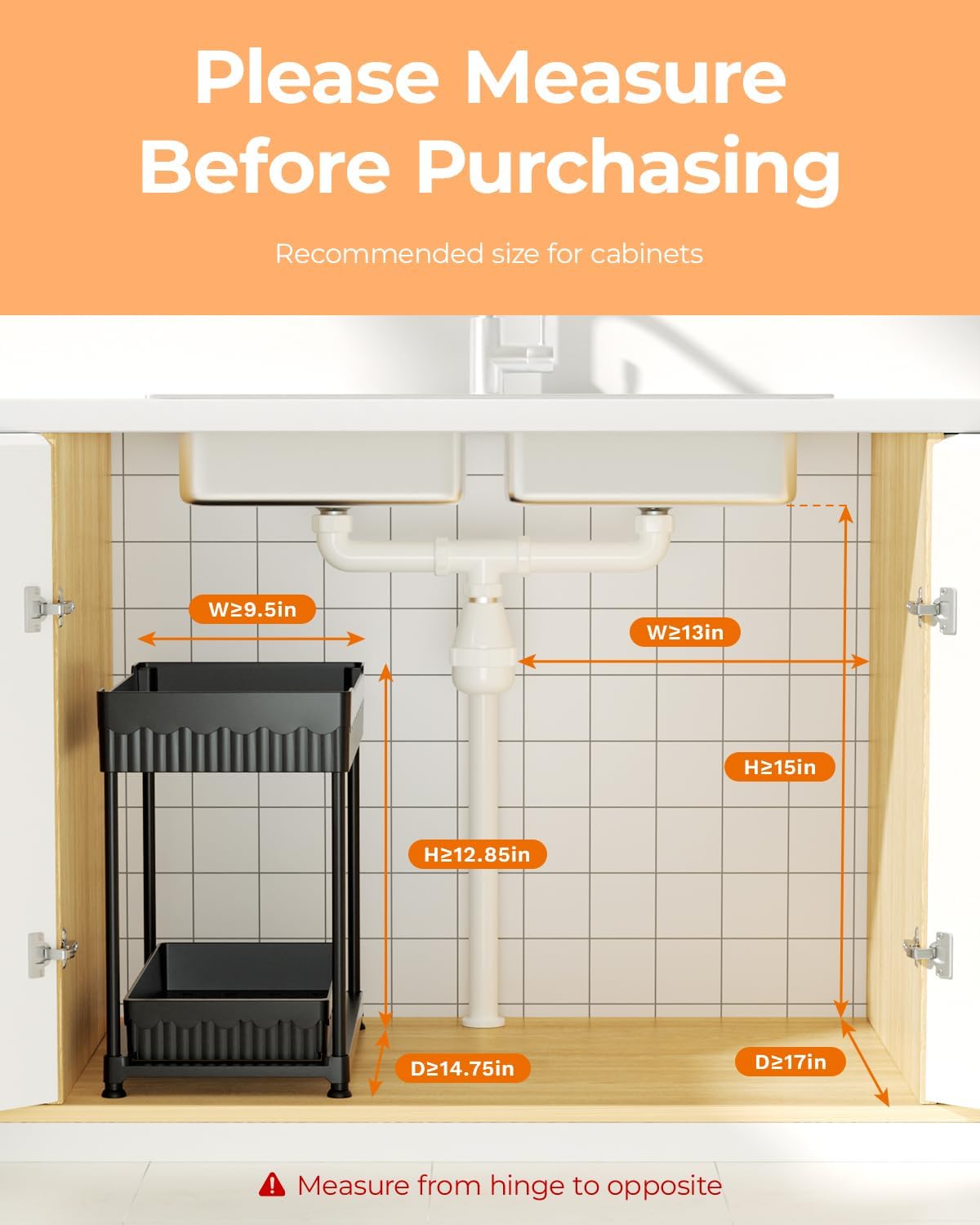 Spa Ivy 2-Tier Under Sink Organizer 3-Pack, Fast-Access Sliding Drawer for Efficient Kitchen Cleaning Routines