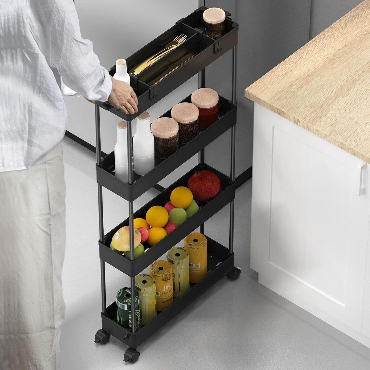 SPACELEAD Ultra-Slim Rolling Tower – Quick-Access Bathroom Supply Cart for Busy Mornings