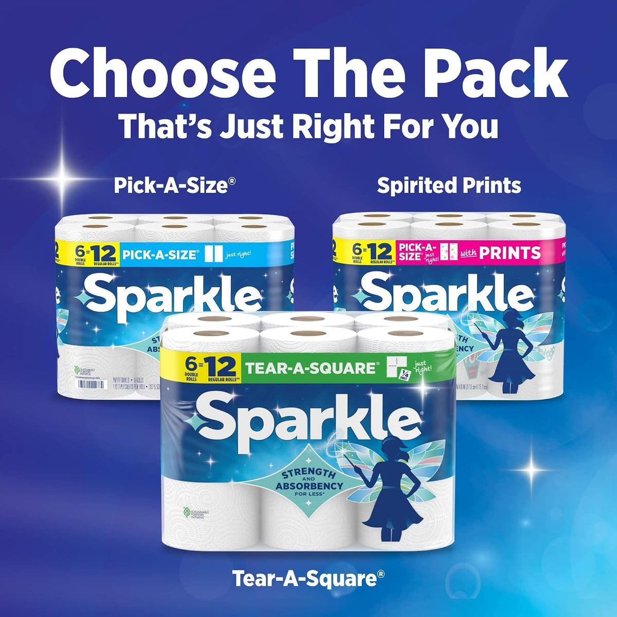 Sparkle Pick-A-Size Paper Towels – Cheerful Spirited Print Towels for Stylish Kitchen Counters