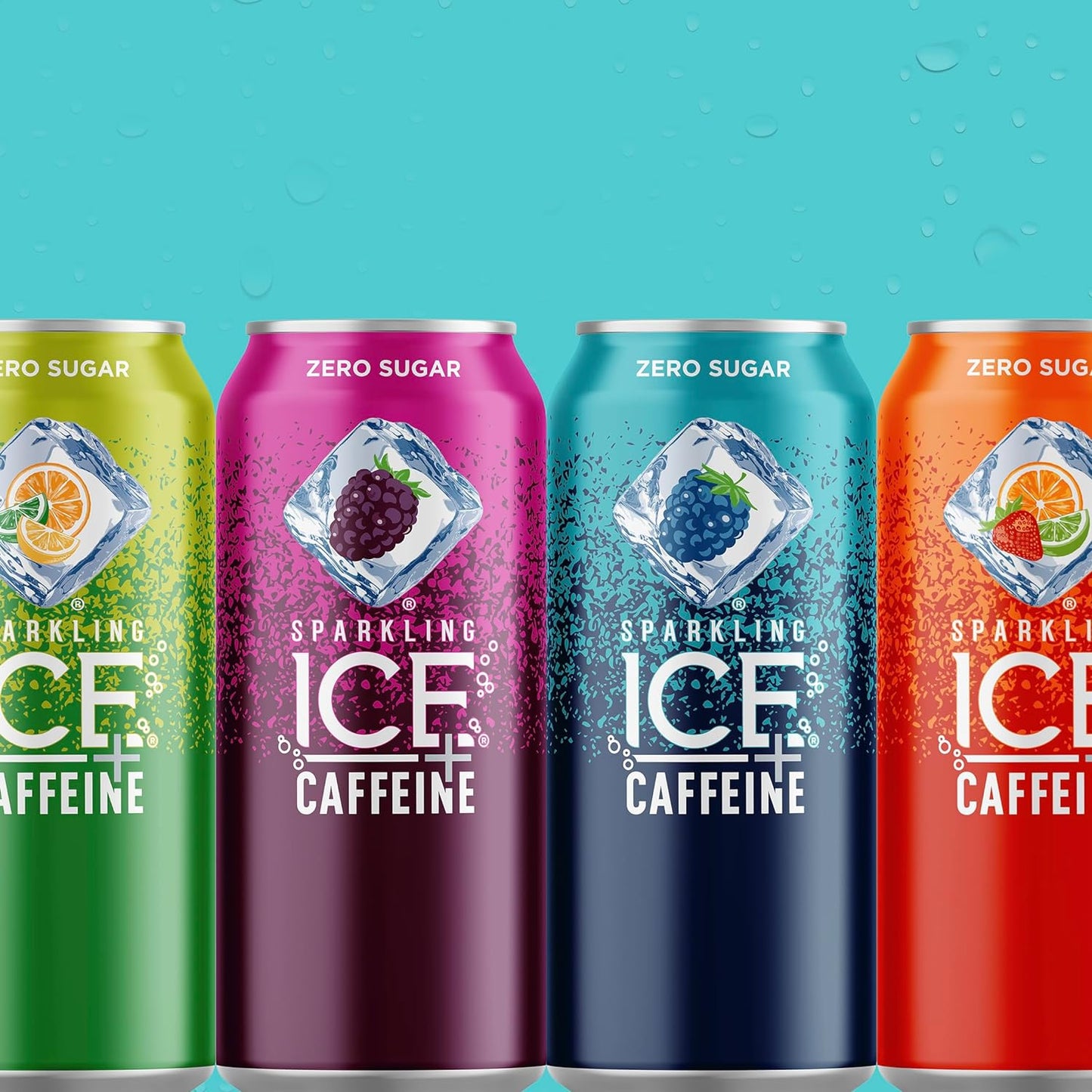 Sparkling Ice Caffeine Black Raspberry Sparkling Water for Backyard Patio, Recyclable 16 oz Cans for Outdoor Refreshing
