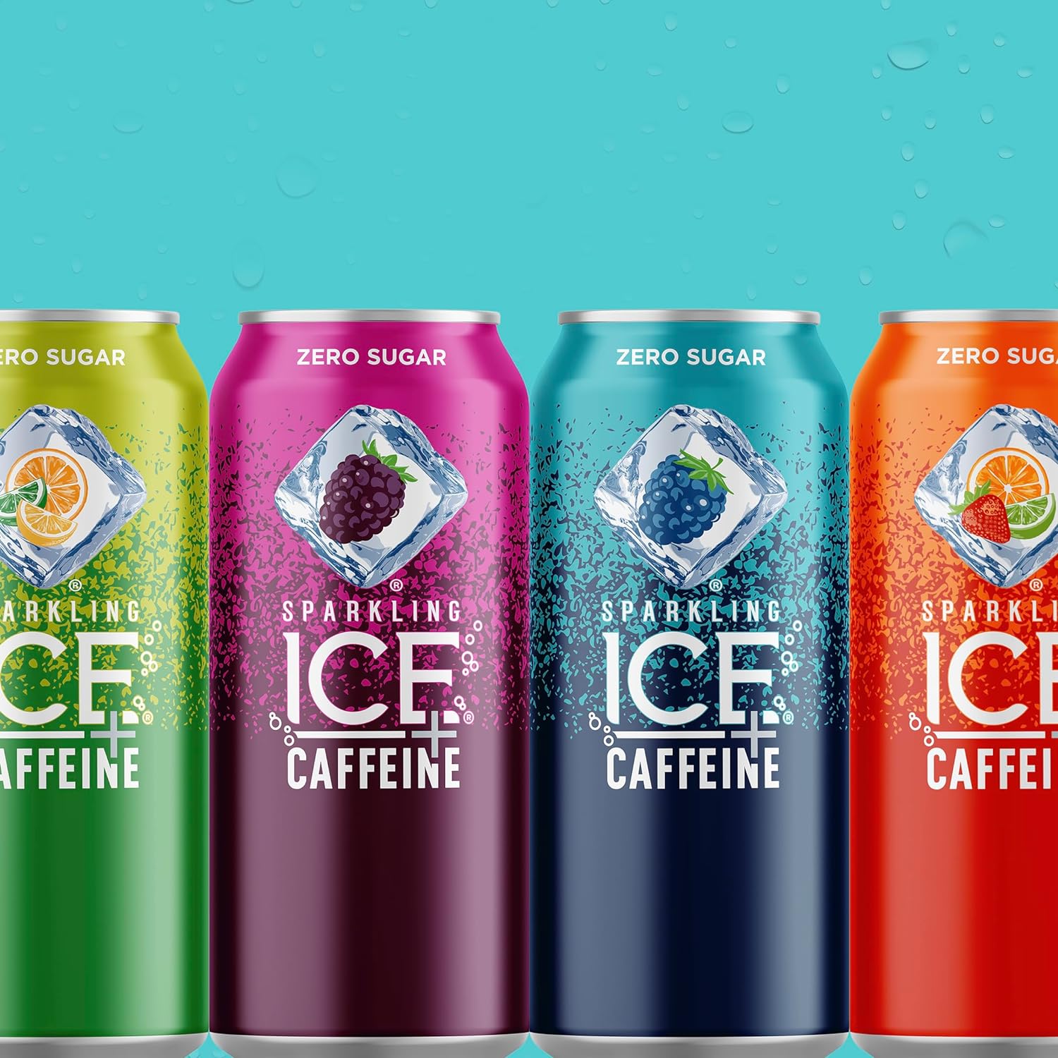 Sparkling Ice Caffeine Black Raspberry Sparkling Water for Backyard Patio, Recyclable 16 oz Cans for Outdoor Refreshing