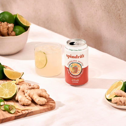 Spindrift Sparkling Water Ginger Lime Mule – Premium Cocktail Mixer for Elevated Home Bars, 12 Fl Oz Cans, 24 Pack