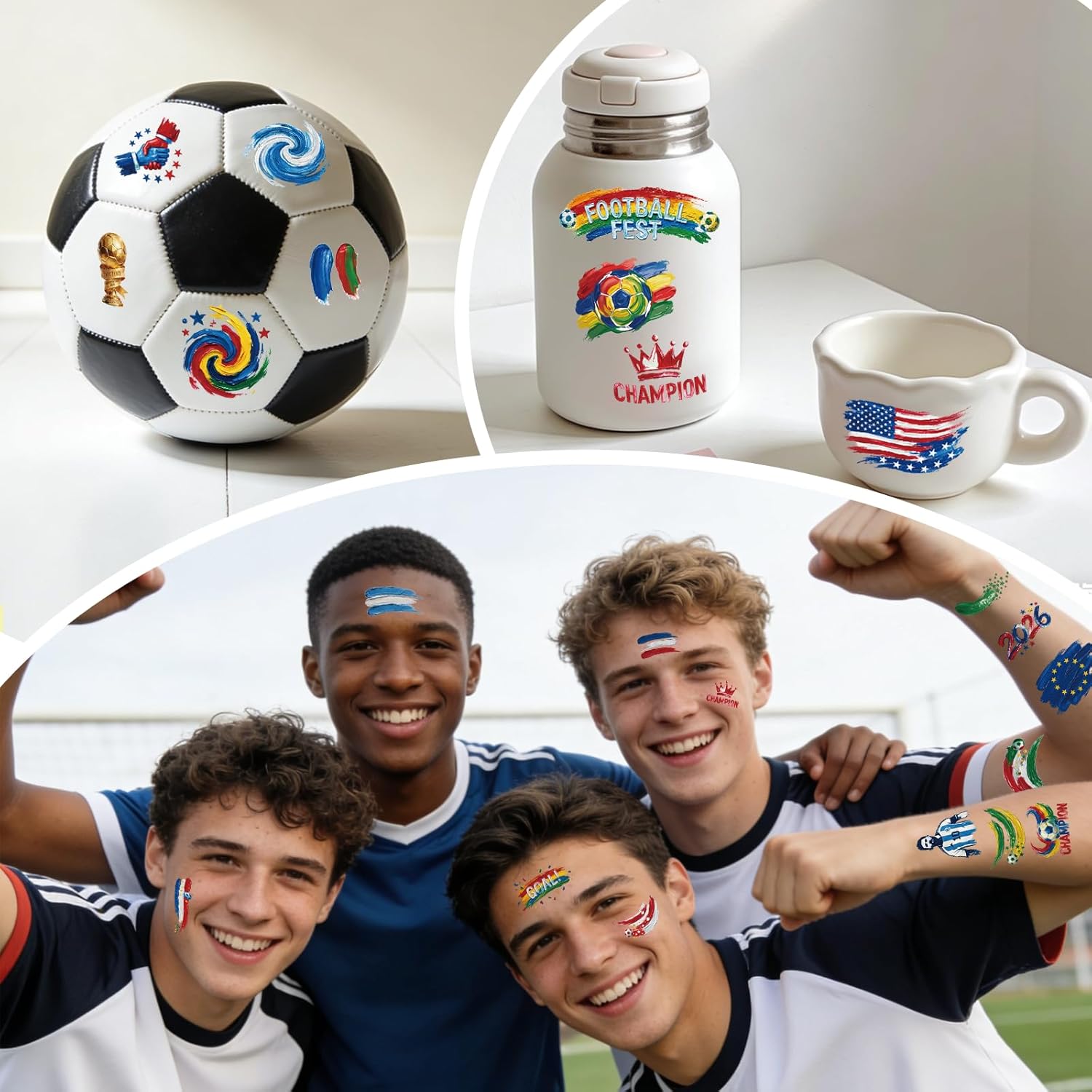 sports/soccer-themed designs covering world cup and football imagery