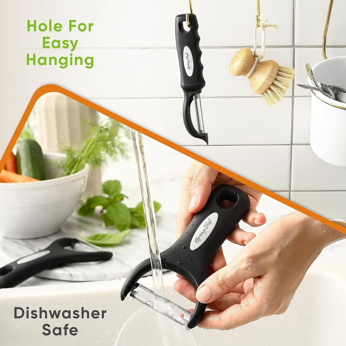 Spring Chef 2-Piece Potato Peeler Set – Quick Prep Vegetable Peeler for Apartment Kitchens, Dishwasher Safe and Lightweight