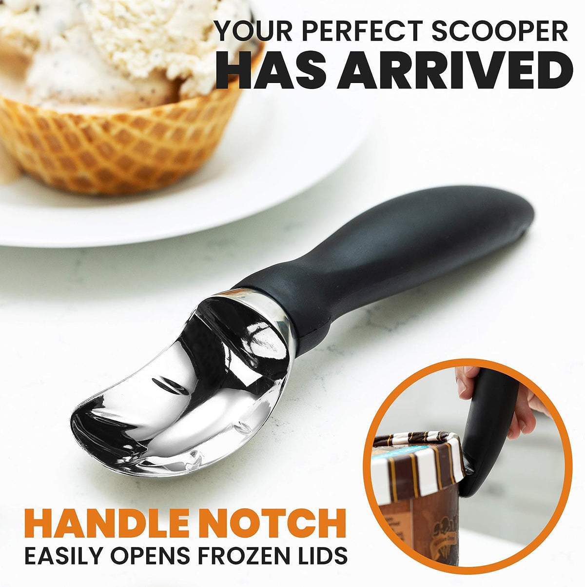 Spring Chef Heavy Duty Ice Cream Scoop – Streamlined Silhouette for Less-Is-More Cookware Collections
