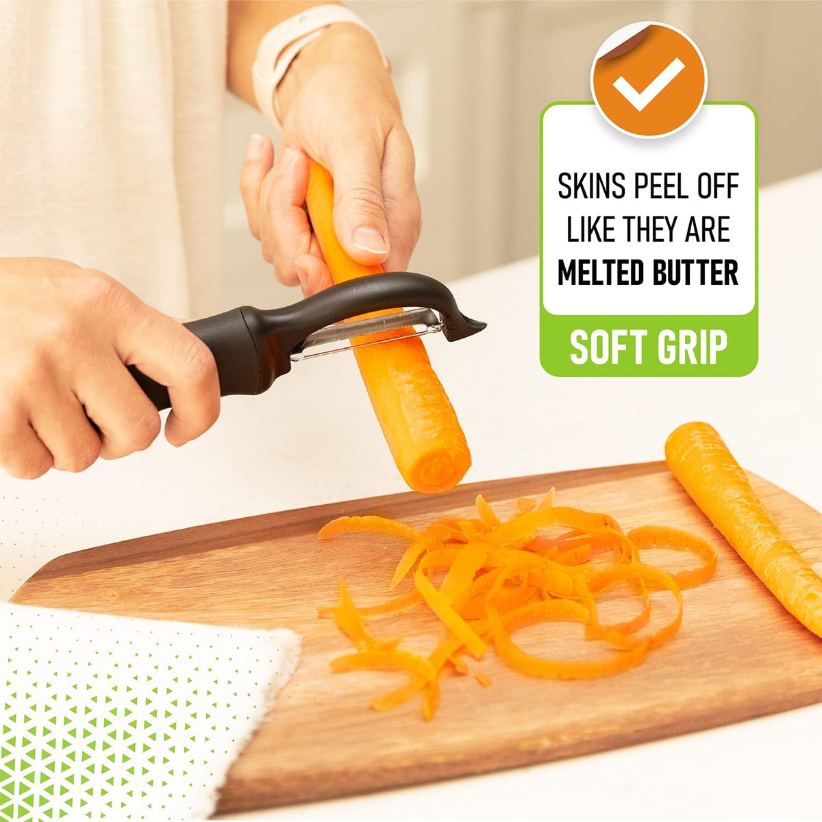 Spring Chef Original Swivel Vegetable Peeler – Clutter-Free Drawer Solution Combining Peeler and Blemish Remover