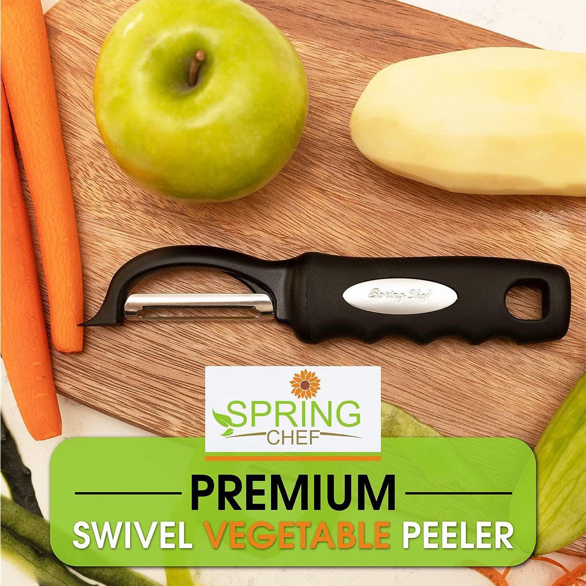 Spring Chef Original Swivel Vegetable Peeler – Clutter-Free Drawer Solution Combining Peeler and Blemish Remover