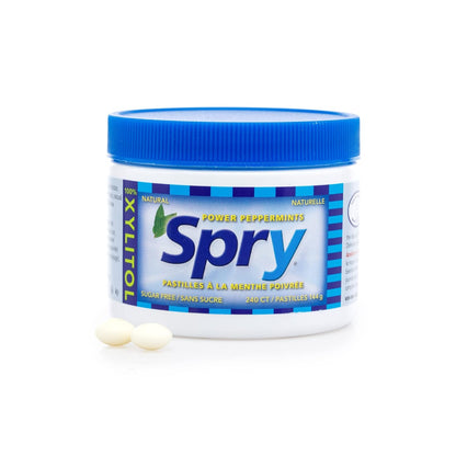 Spry Xylitol Peppermint Mints Sugar Free Candy - Discreet Meeting Breath Freshener for Home Office Desk, 45 Count