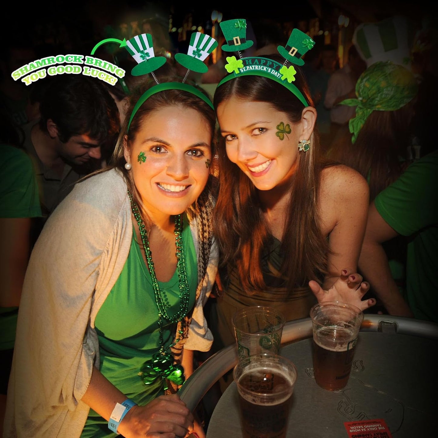 St. Patrick's Day Headbands 8-Pack – Lucky Irish Party Favor Gift Set for Friends, Shamrock Bopper Headband Bundle for Adults