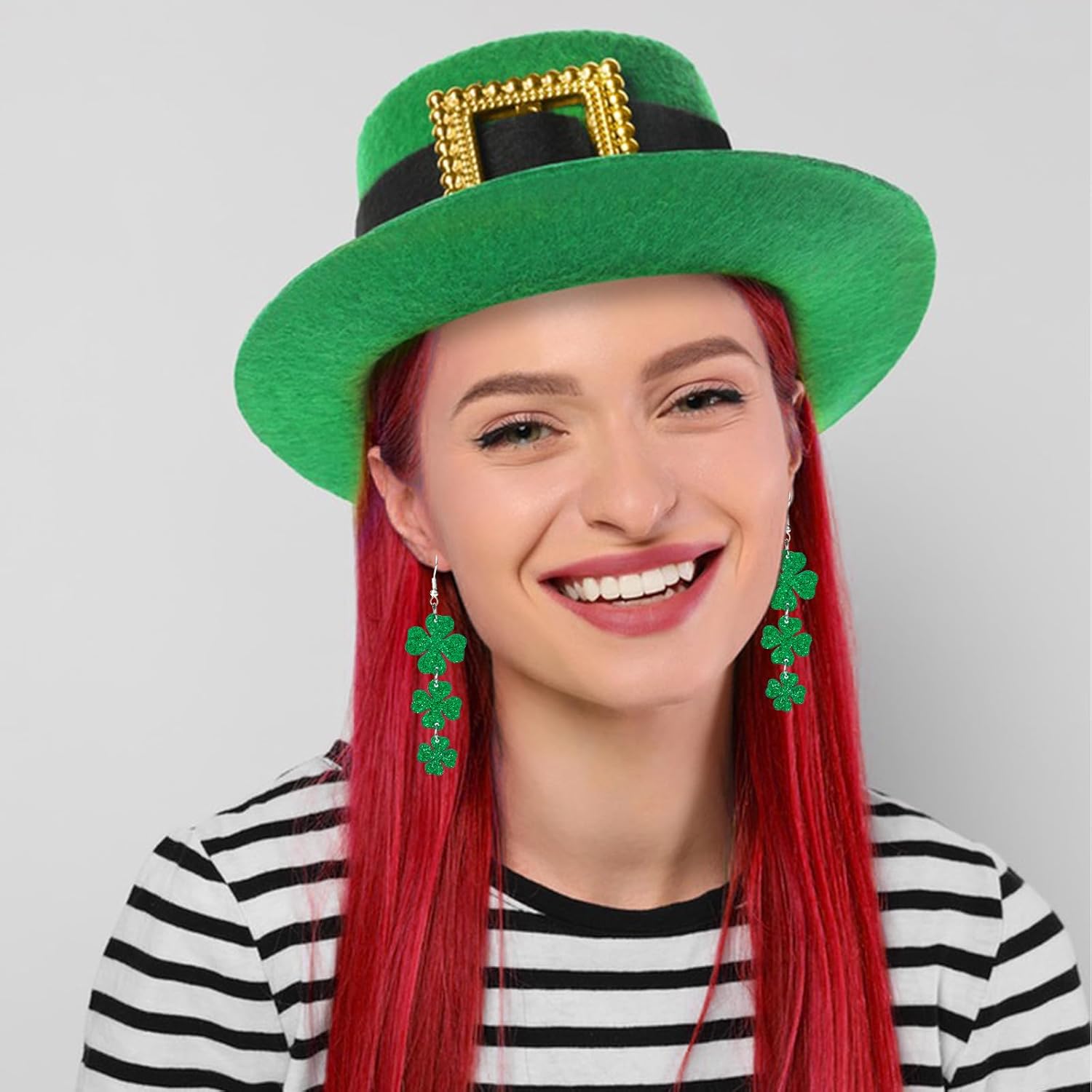 St. Patrick's Day Shamrock Dangle Earrings – Thoughtful Irish-Themed Birthday Gift for Her, Festive Party Favor Jewelry