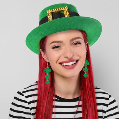 St. Patrick's Day Shamrock Dangle Earrings – Thoughtful Irish-Themed Birthday Gift for Her, Festive Party Favor Jewelry