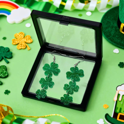 St. Patrick's Day Shamrock Dangle Earrings – Thoughtful Irish-Themed Birthday Gift for Her, Festive Party Favor Jewelry