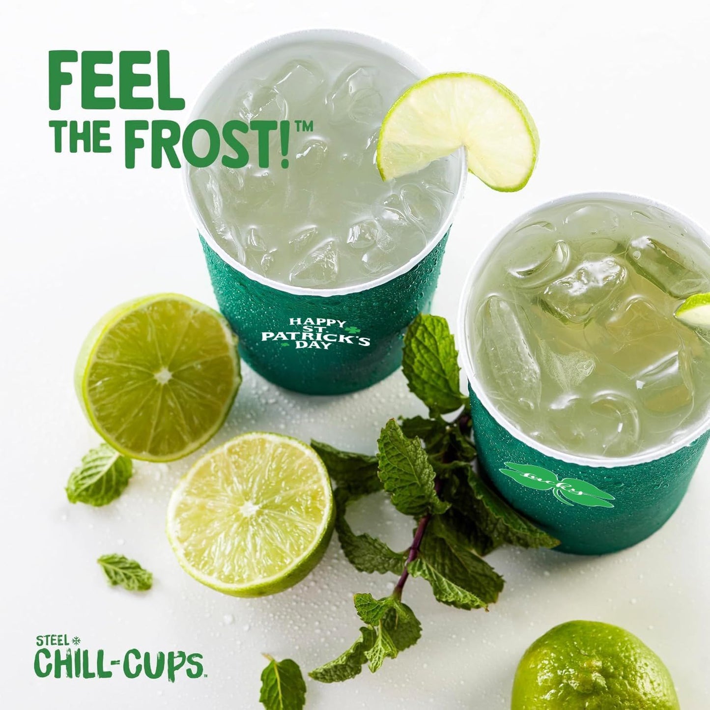 St. Patrick's Day Shatterproof Steel Cups 16 oz – Break-Resistant Party Drinkware for Crowded Parades, Pool Parties and Family Events, 12 Pack