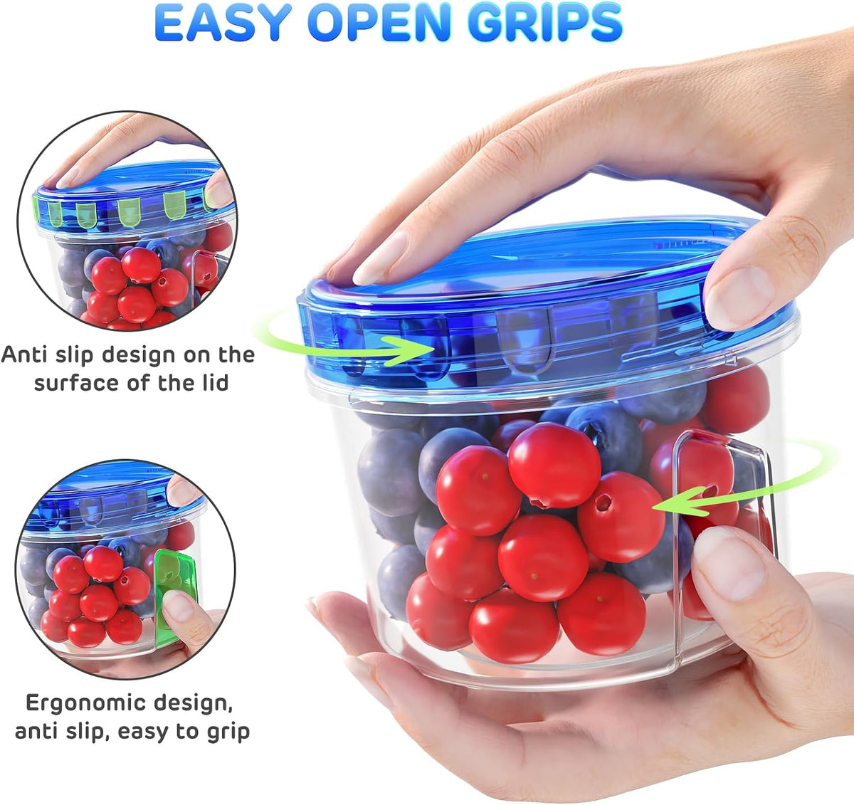 stackable round shape for compact fridge, freezer, and pantry organization