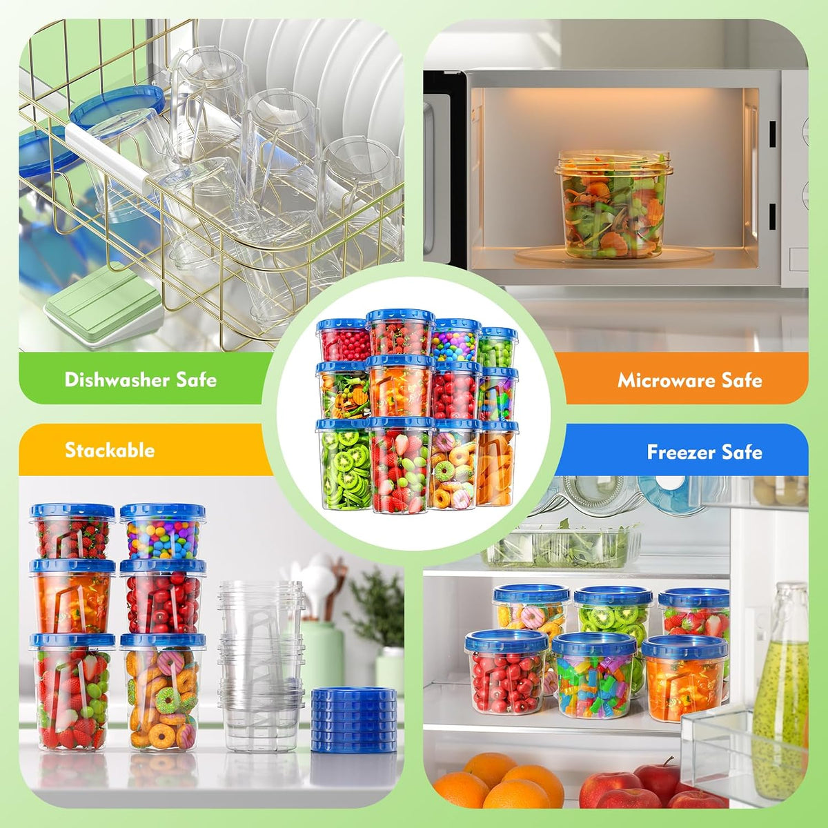 stackable when full, nestable when empty for space savings
