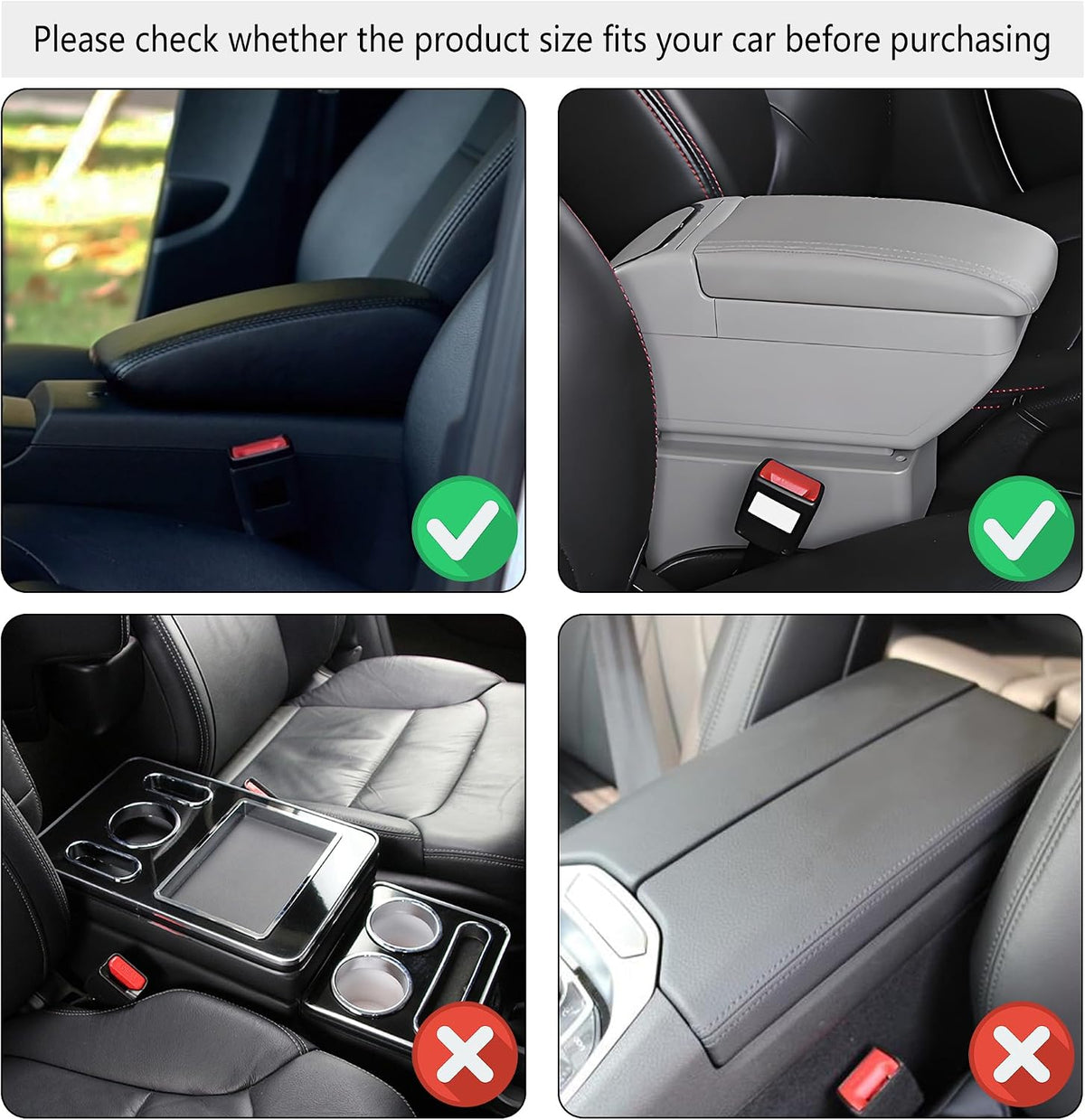 Stacool Car Center Console Cover – Organized Driver Storage Solution, Console Armrest Pad with 2 Side Pockets for Phone Keys and ID