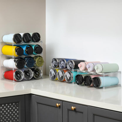 STANLEYISH Stackable Tumbler Organizer – Modern Clear Display Rack for Living Room Bar Cart and Cozy Kitchen Countertop Decor