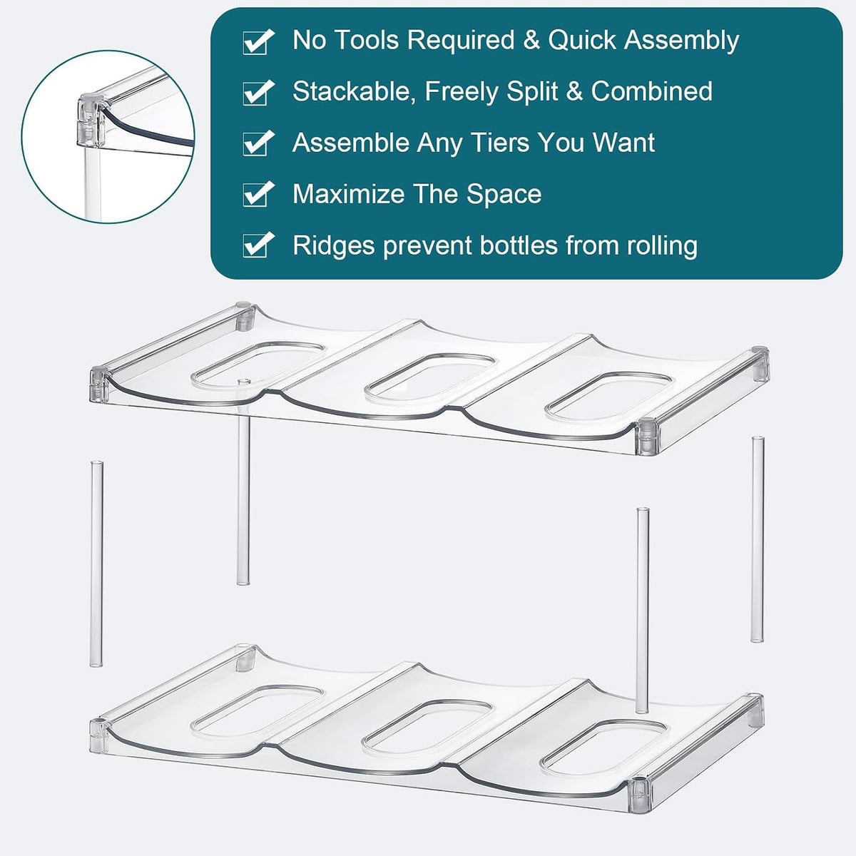 STANLEYISH Stackable Tumbler Organizer – Modern Clear Display Rack for Living Room Bar Cart and Cozy Kitchen Countertop Decor