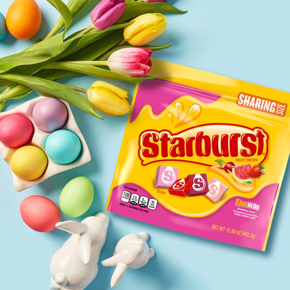 STARBURST FaveREDS Chewy Candy – Individually Wrapped Goody Bag Stuffers for Kids' Birthday Party Favors