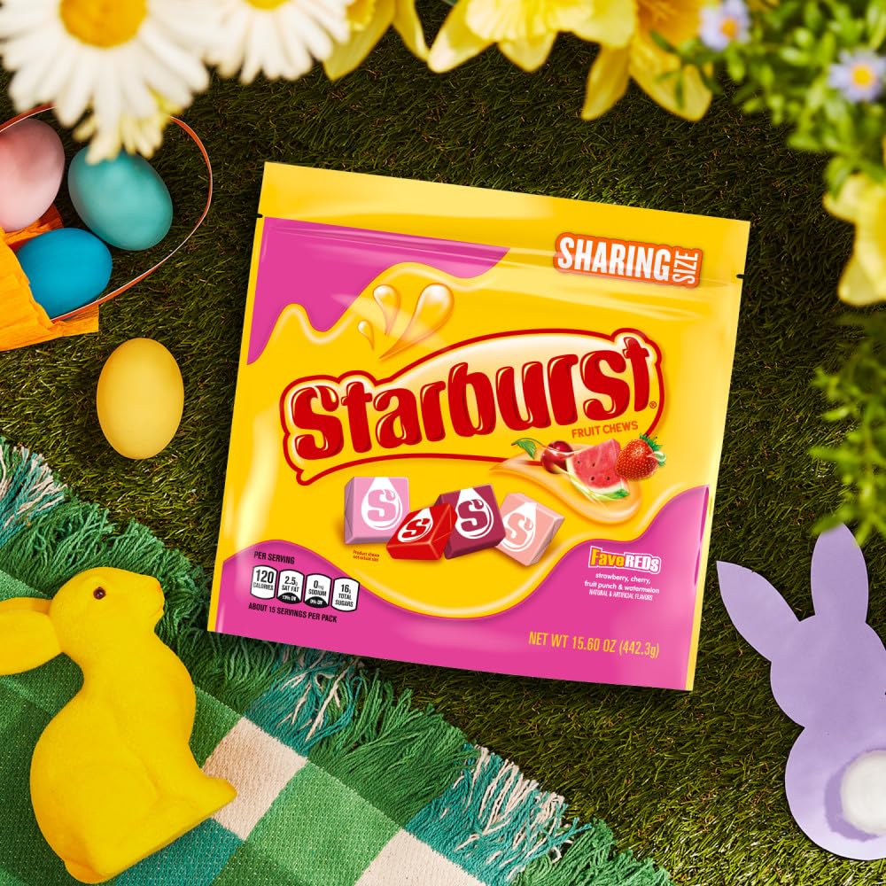 STARBURST FaveREDS Chewy Candy – Individually Wrapped Goody Bag Stuffers for Kids' Birthday Party Favors