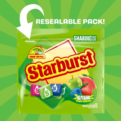 STARBURST Sour Chewy Candy Individually Wrapped Fruit Chews for Kids' Lunch Boxes and Afterschool Snacks, 15.6 Oz Resealable Bag