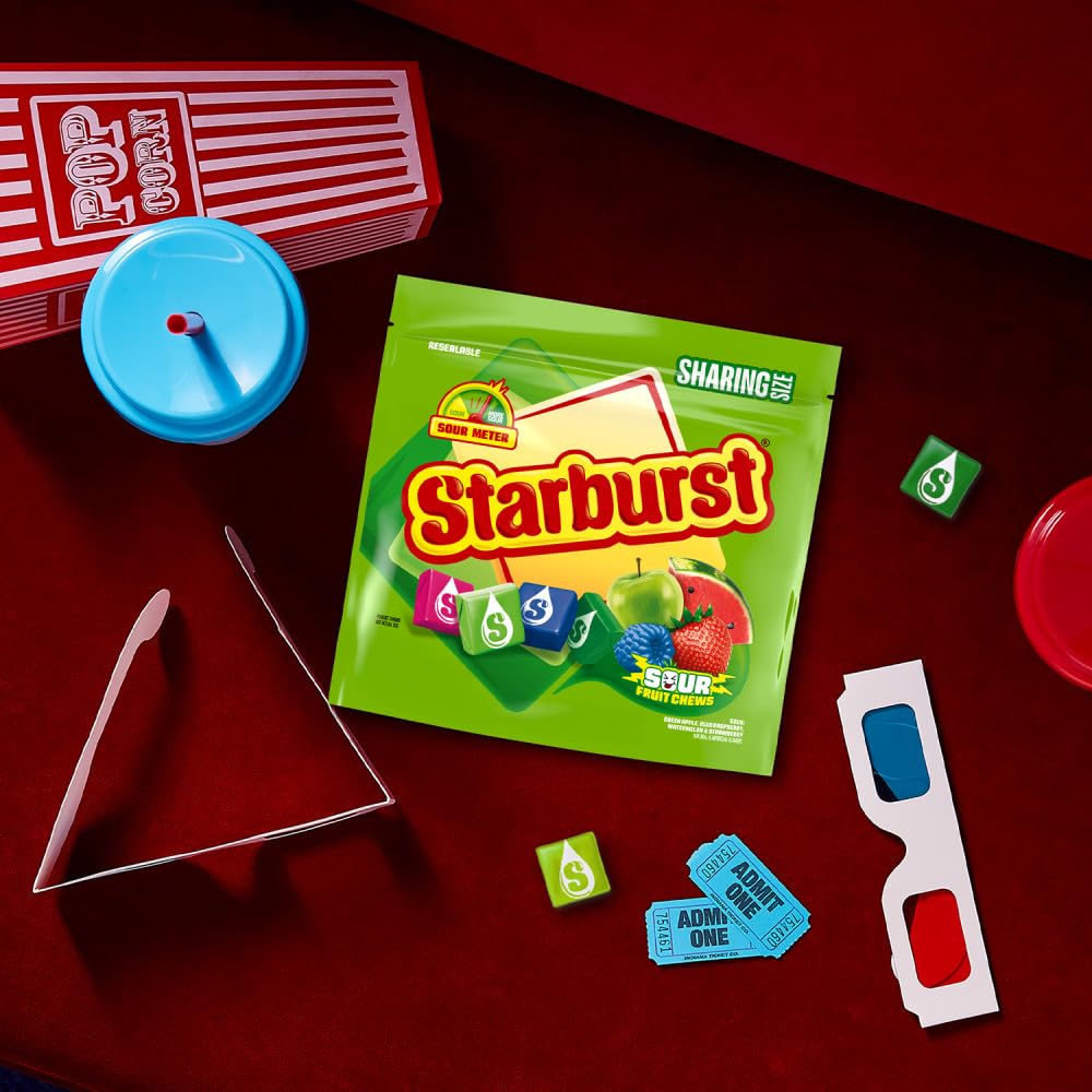 STARBURST Sour Chewy Candy Individually Wrapped Fruit Chews for Kids' Lunch Boxes and Afterschool Snacks, 15.6 Oz Resealable Bag