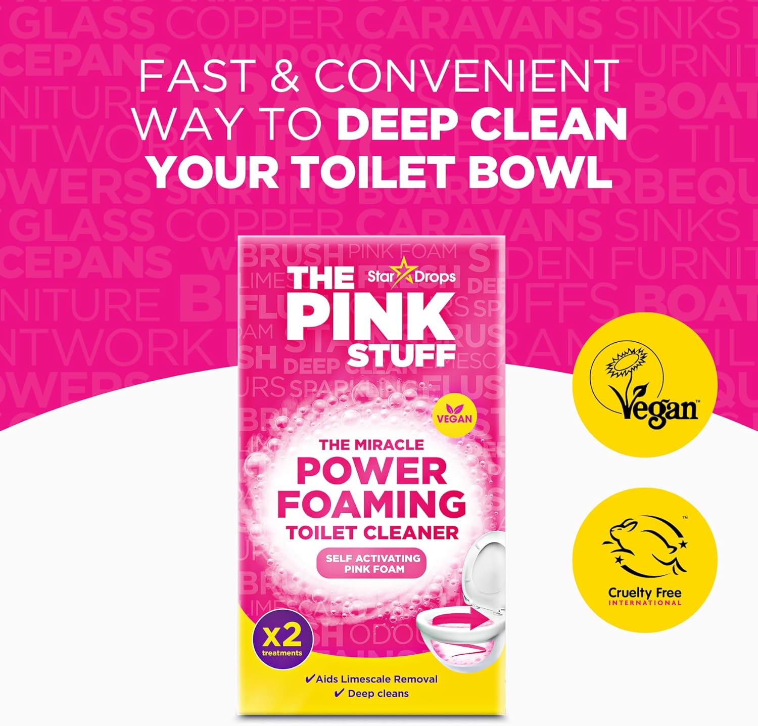 Stardrops The Pink Stuff Bathroom Cleaning Kit – One Neutral Kit to Replace Five Bottles, Uncluttered Storage Under the Sink