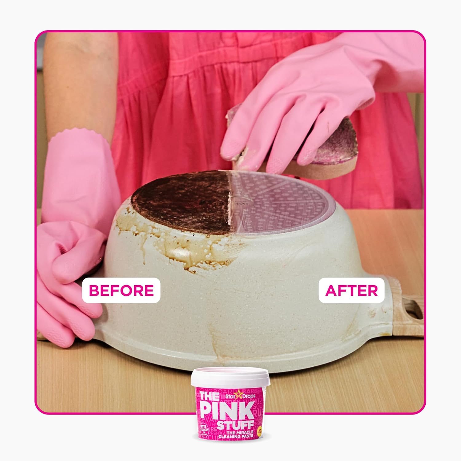 Stardrops The Pink Stuff Miracle Paste and Sponge Set – Bathroom Tile Polish and Tub Restoration That Matches a Spa-Inspired Home Look