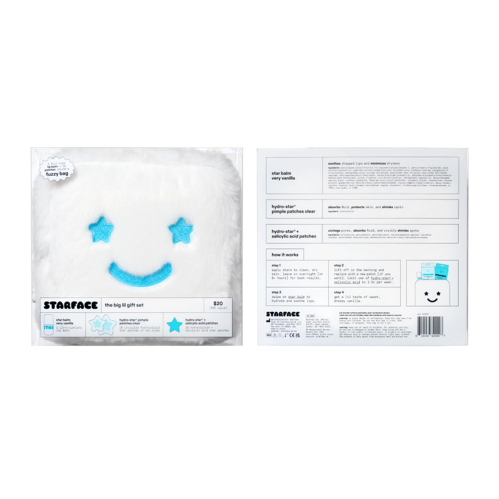 Starface Big Lil White Gift Set - Tween Friendly Spot Care for Bedroom and Bathroom, Star Patches