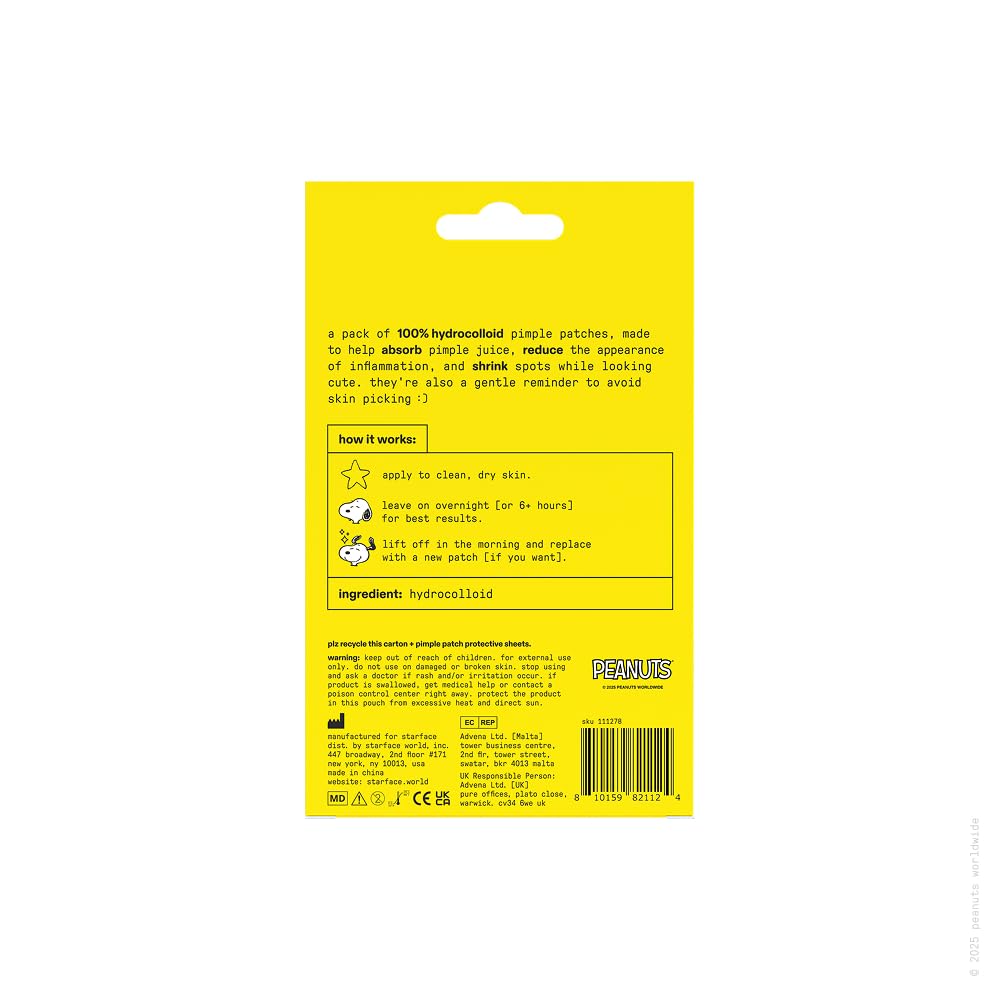 Starface Hydro-Star Sleepy Snoopy Pimple Patches – Overnight Spot Care for Stress Breakouts, Calming Nightly Skincare Ritual