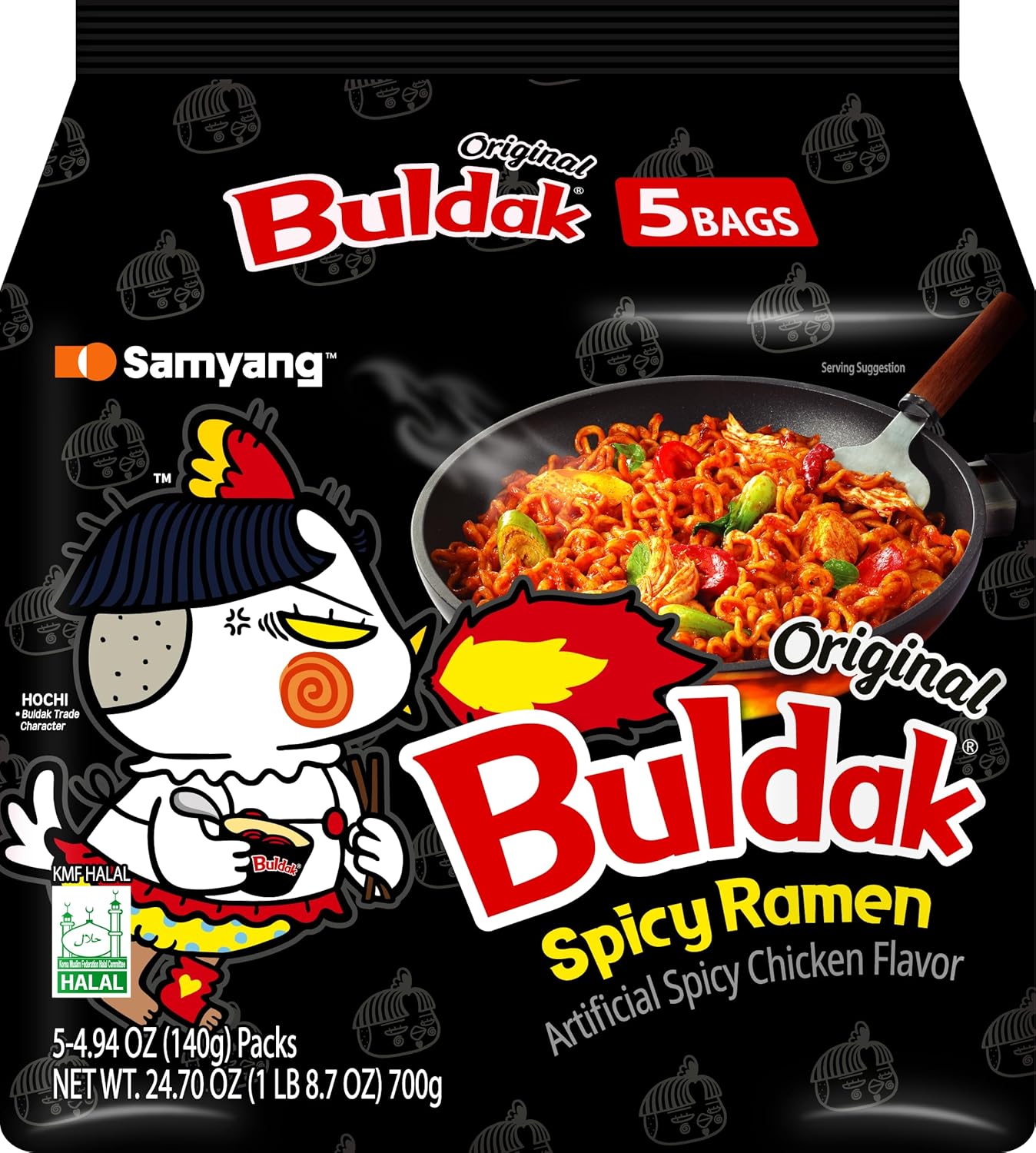 stir-fried ramyun format (not soup) with signature spicy chicken sauce packet