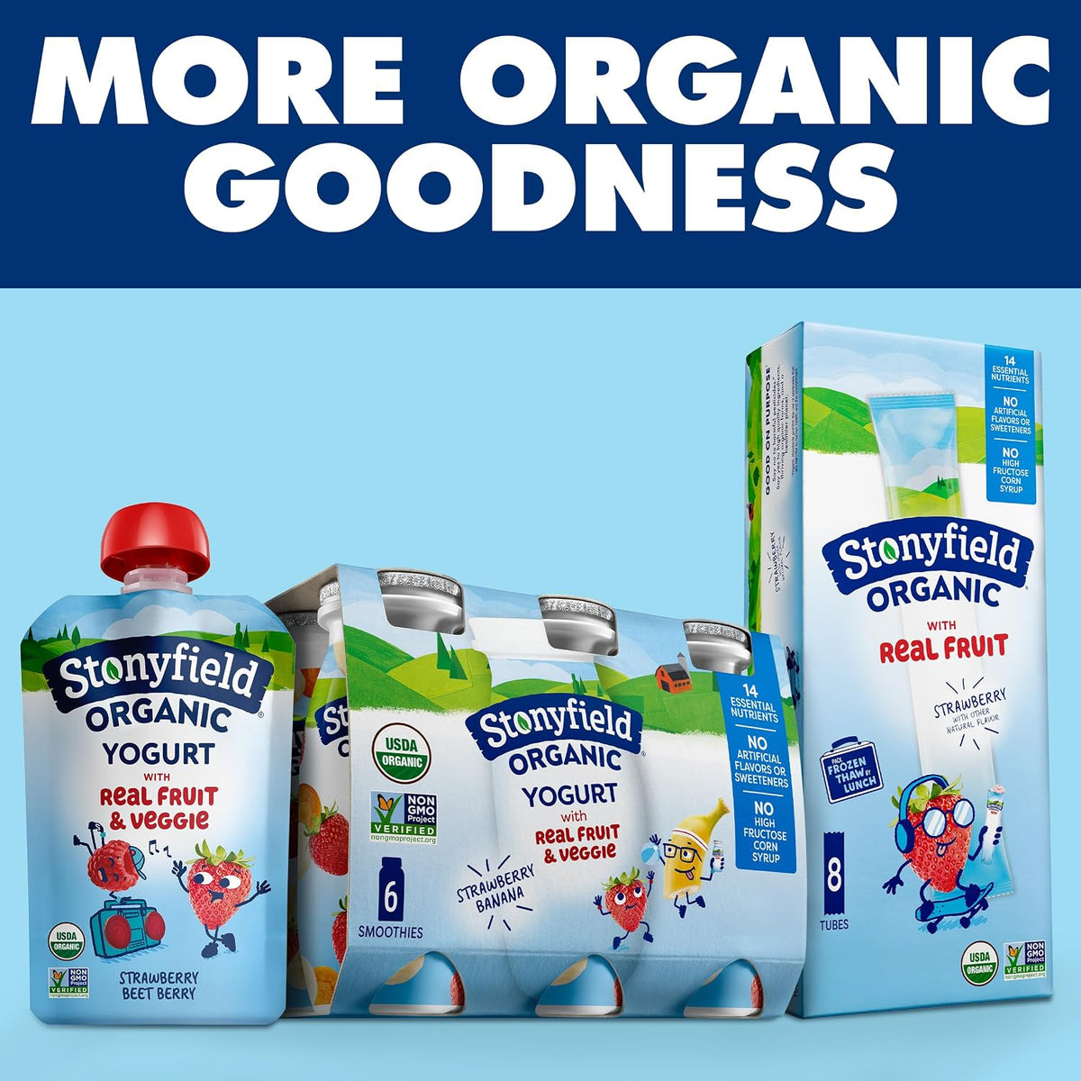 Stonyfield Organic Kids Yogurt Pouches – Toddler Lunchbox Snack for Nursery and Daycare, Strawberry Beet Berry 3.5 oz Pack of 4