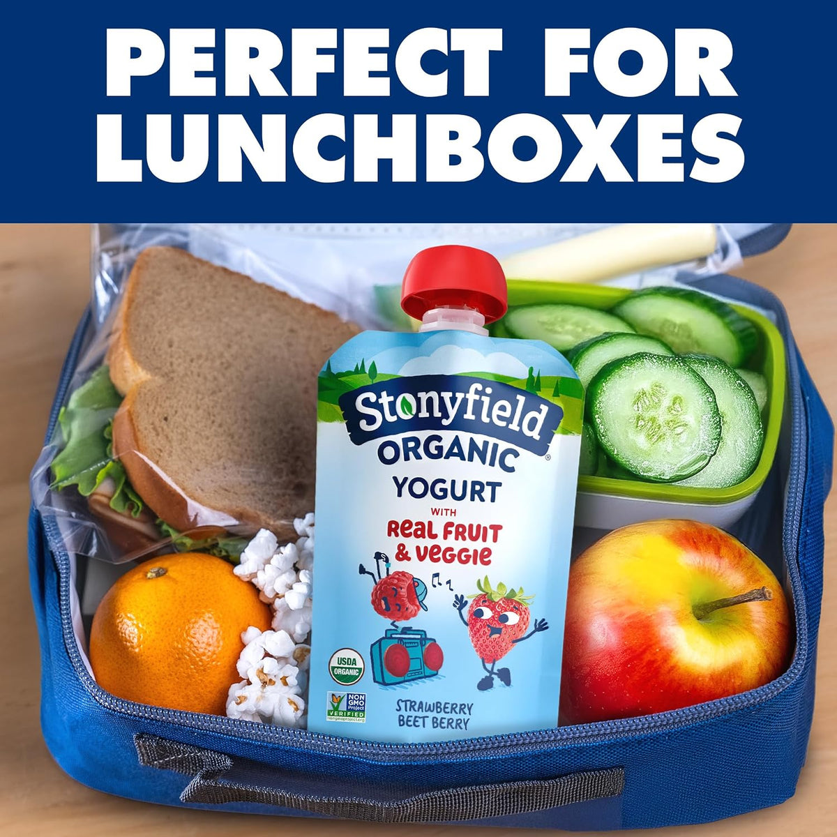 Stonyfield Organic Kids Yogurt Pouches – Toddler Lunchbox Snack for Nursery and Daycare, Strawberry Beet Berry 3.5 oz Pack of 4