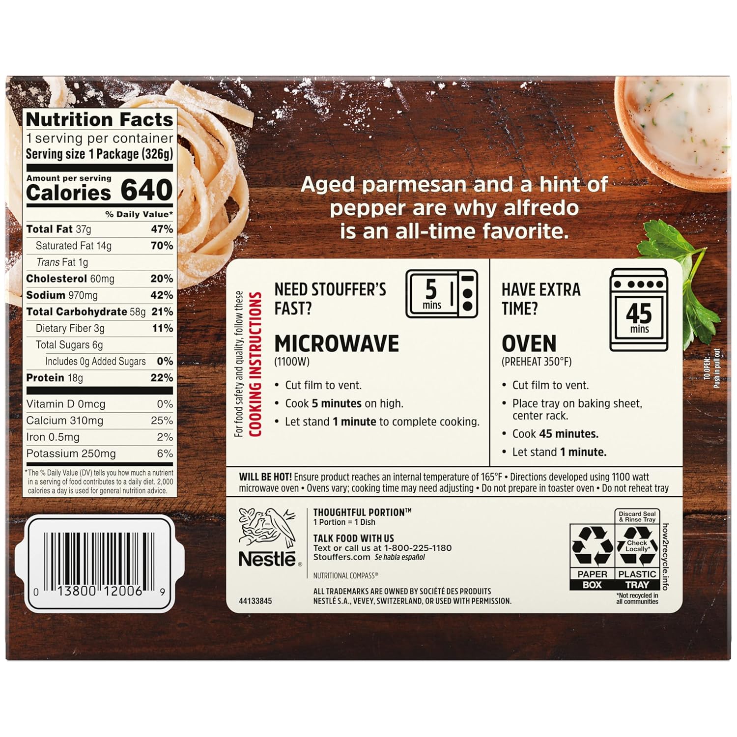 Stouffer's Fettuccine Alfredo Single Serve – Cozy Single-Serve Meal for Mindful Evenings at Home, Frozen Alfredo Pasta