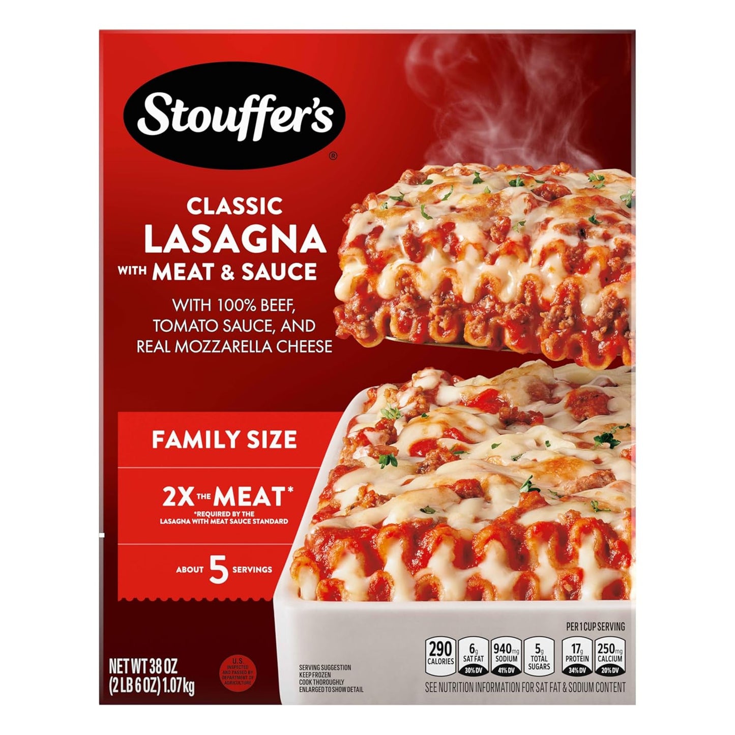 Stouffer's Lasagna Meat and Sauce – Oven-Ready Frozen Entrée for Small Household Dinners and Quick Reheat