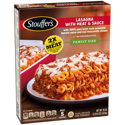 Stouffer's Lasagna Meat and Sauce – Oven-Ready Frozen Entrée for Small Household Dinners and Quick Reheat