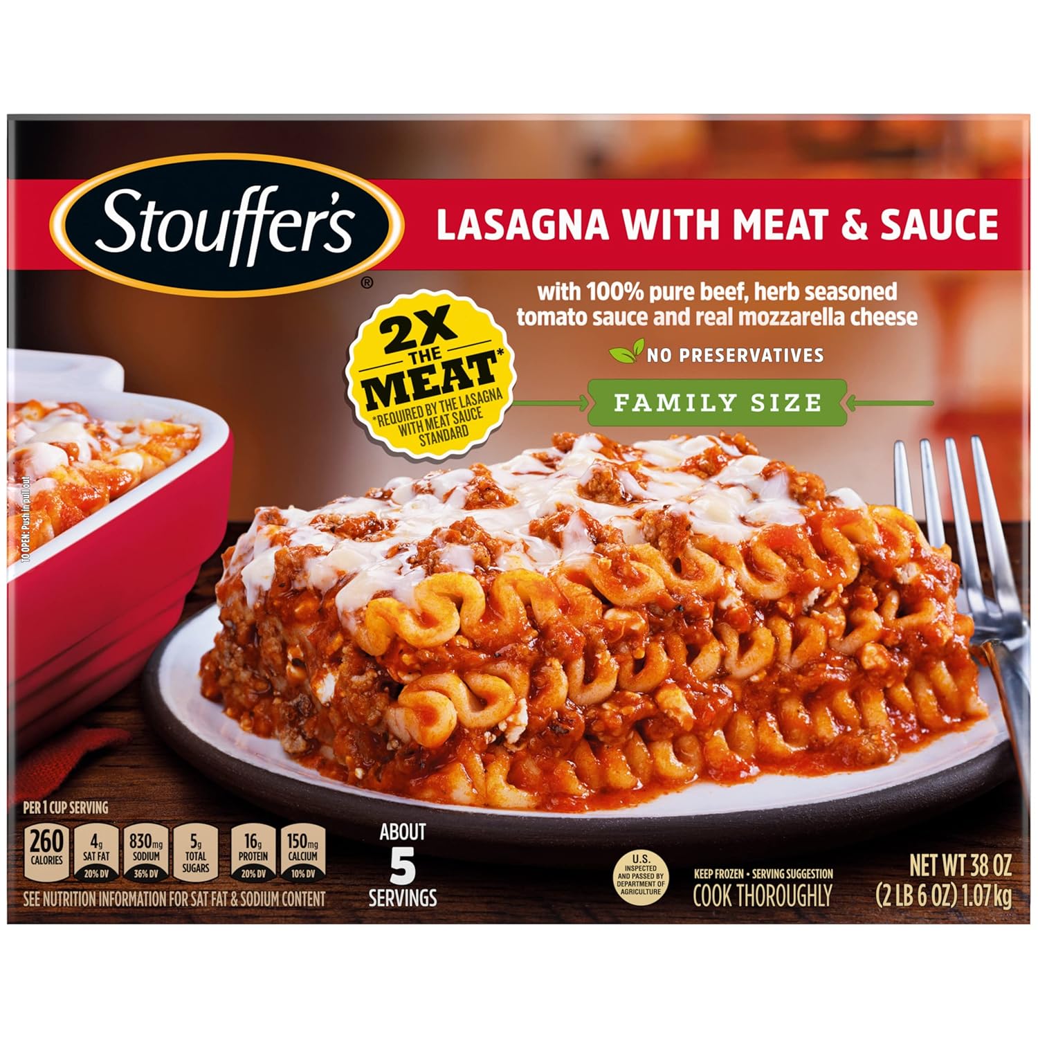 Stouffer's Lasagna Meat and Sauce – Oven-Ready Frozen Entrée for Small Household Dinners and Quick Reheat