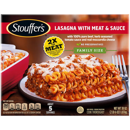 Stouffer's Lasagna Meat and Sauce – Oven-Ready Frozen Entrée for Small Household Dinners and Quick Reheat